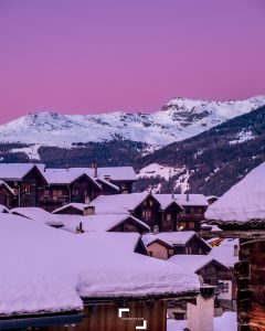 Grimentz ski resort sunset colors Swiss Alps Alpes Suisse Valais Wallis ski destination