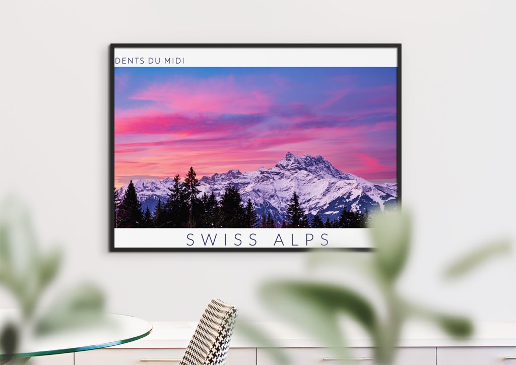 Dents du midi sunrise colors  from Villars village in the Swiss Alps