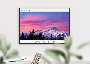 Dents du midi sunrise colors from Villars village in the Swiss Alps