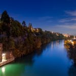 Geneva Switzerland full moon night river Rhone
