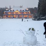 Snowman in Geneva city, Parc de La Grange / switzerland