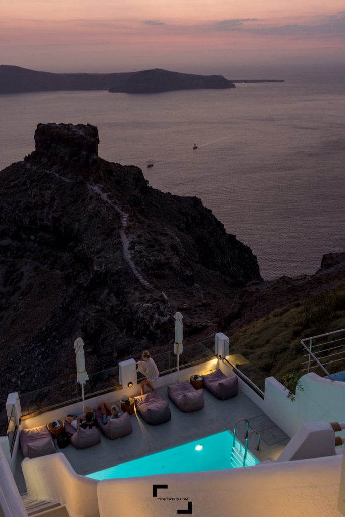 Santorini island accommodation swimming pool view