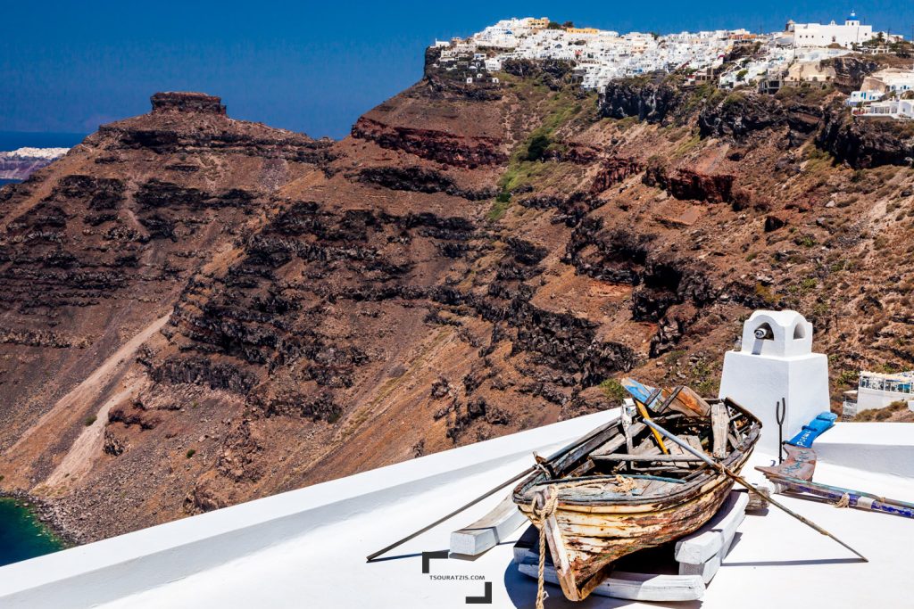 Santorini island terrace view Imerovigli skaros rock