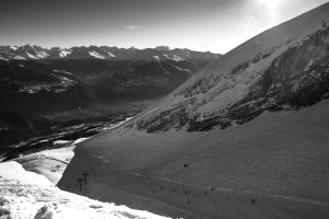 Anzère ski station red slope valleya and blue slope