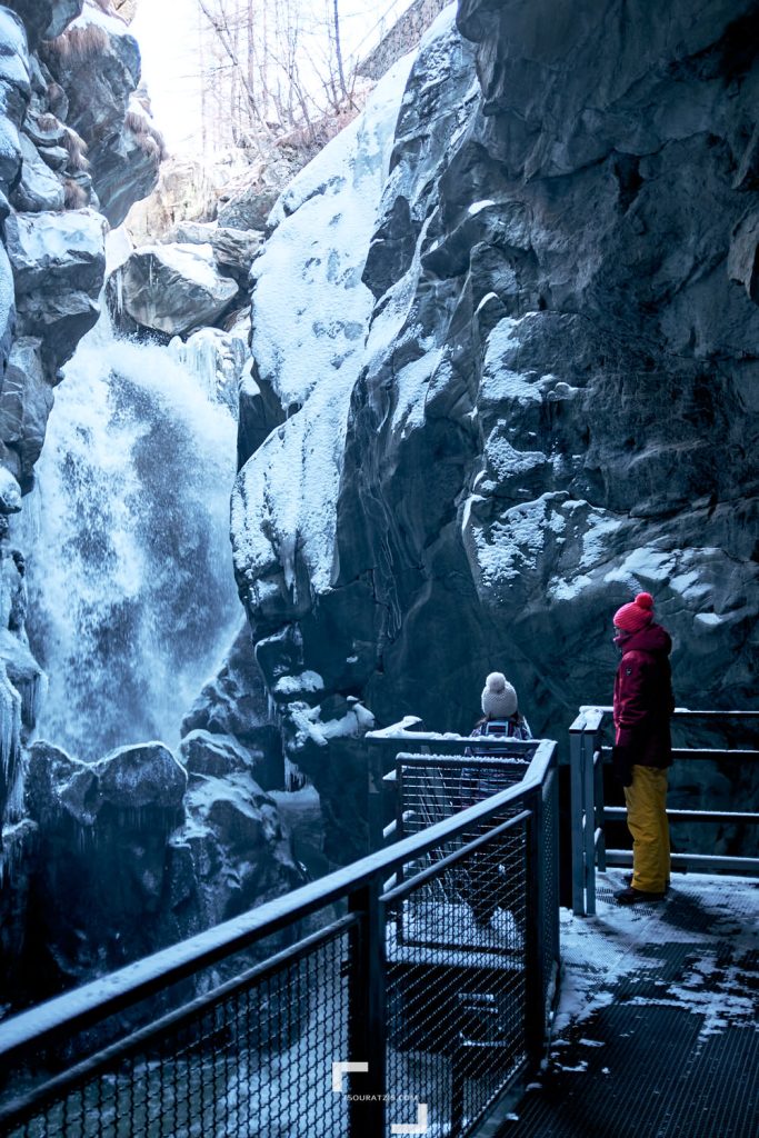 The impressive frozen cave with the waterfall! On the road from Valtourneche to Breui-Cervinia ski resort. 