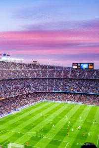Barcelona Barca FCB Cam Nou stadium sunset colors