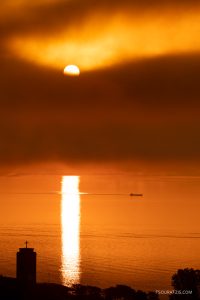 Sunrise from Neuchatel city and lake