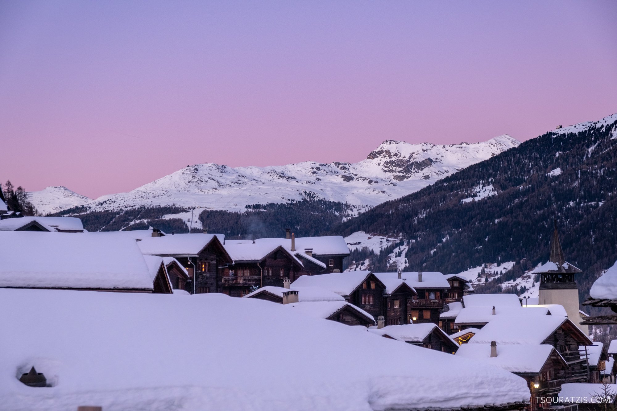 Grimentz ski resort and village in the Swiss Alps