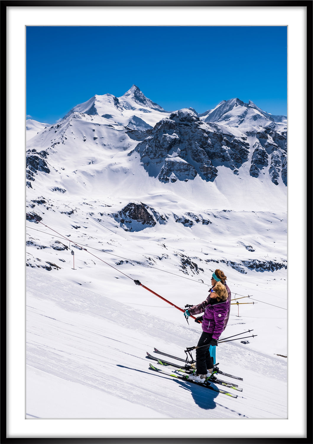 Spring time skiing in St-Luc/Chandolin ski resort,Valais-Wallis, Swiss Alps
