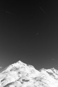 Air traffic over the Les Trois Vallees French Alps