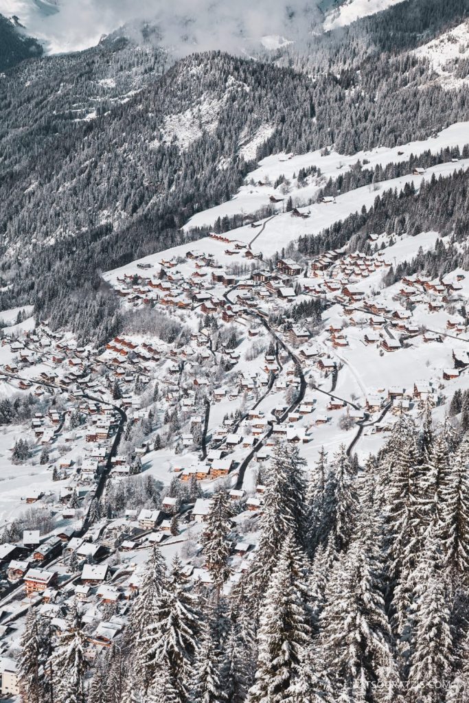 Chatel village and ski resort during winter in the portes du soleil french alps 