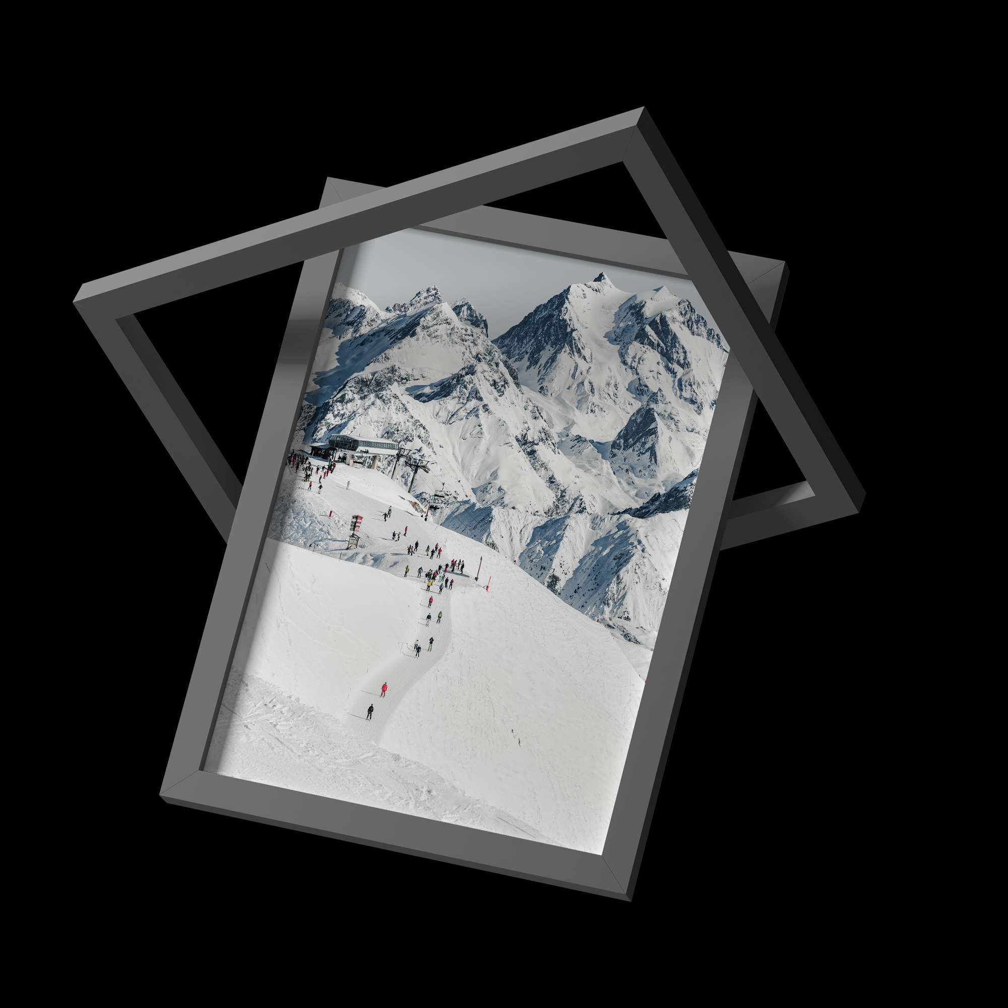 Courchevel ski domain resort landscape poster french alps