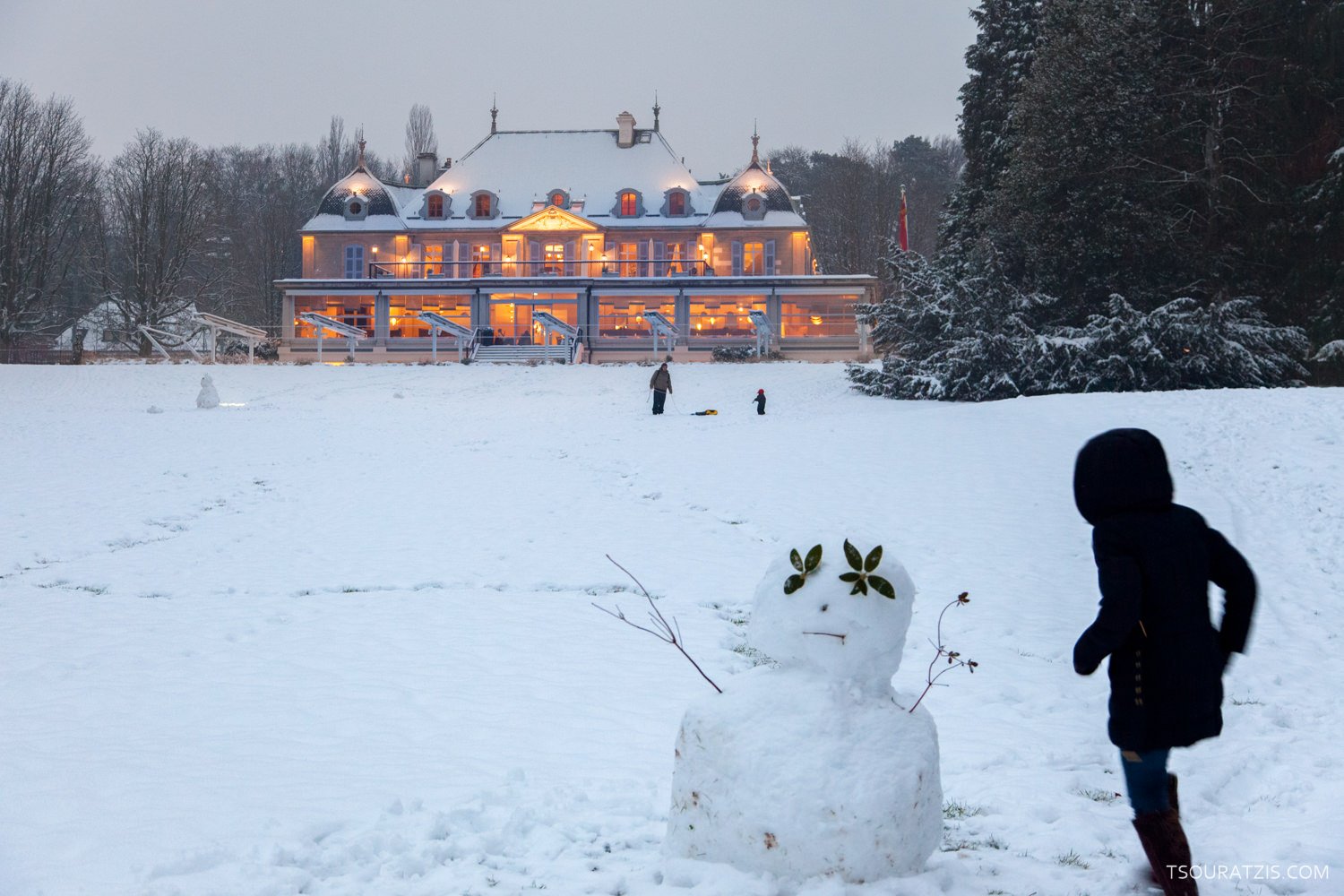 Snowman in Geneva city, Parc de La Grange / switzerland