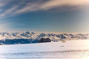 Glacier 3000 Swiss Alps Vaud Valaisane ski station landing on ice