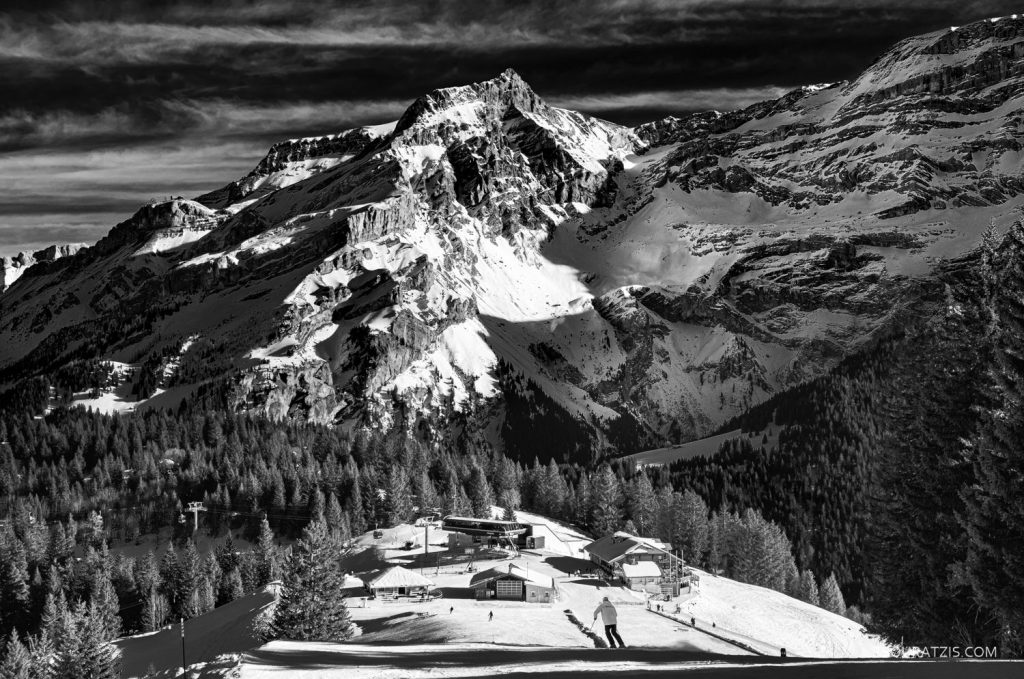 Les Diablerets ski station and resort-View to the Swiss Alps