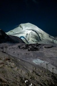 Allalinhorn mountain at 4,027 meters, saas fee nightview