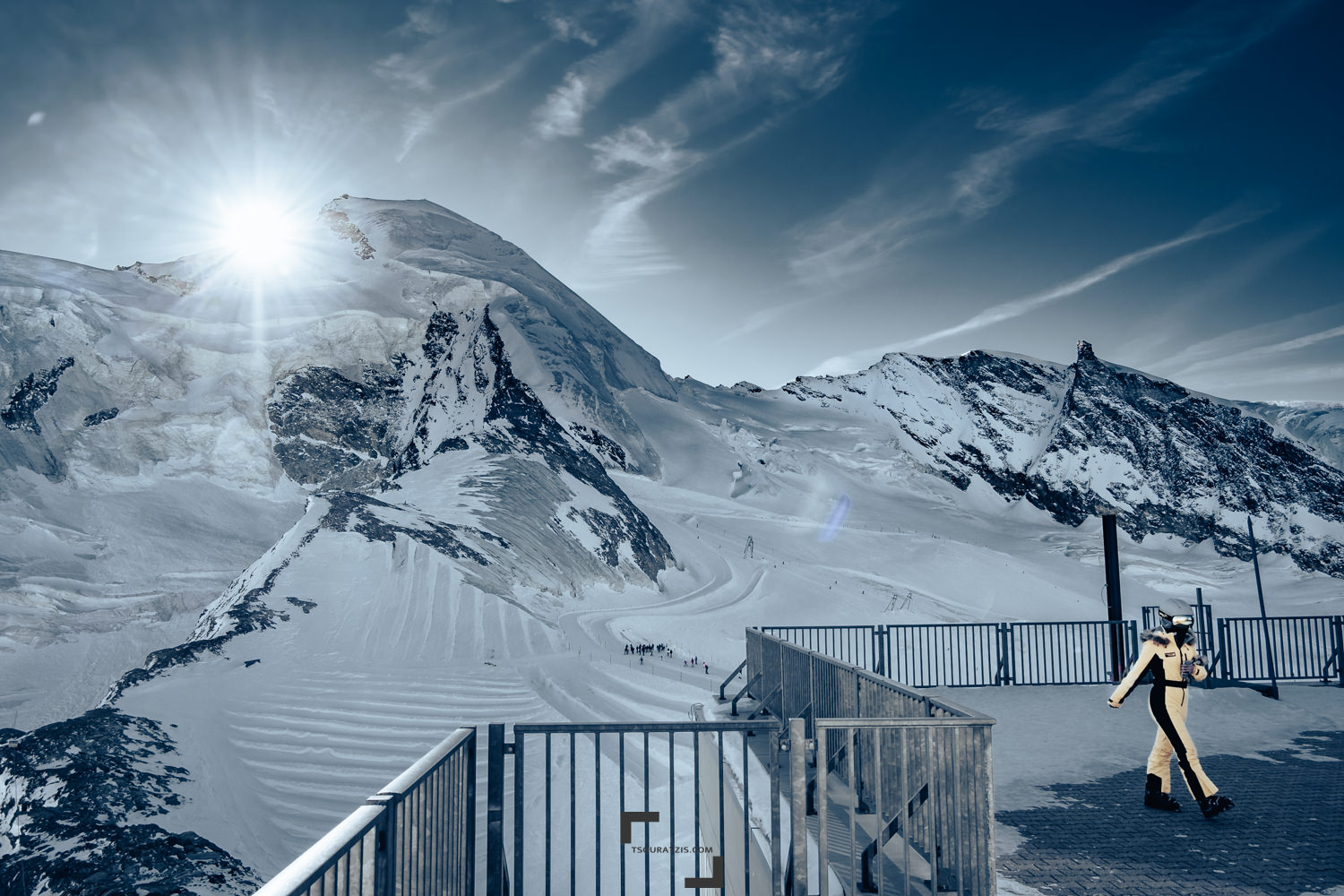 Mittelallalin Mitealalin at 3,500 meters, Saas-Fee ski station, Swiss Alps