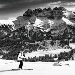 Skier Champery Dents du Midi region mountain