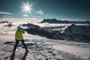 View to Dents du Midi in Switzerland from Chatel ski domain in France