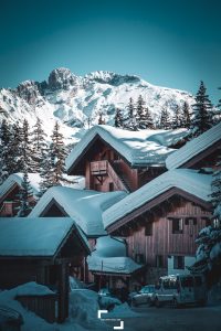 Courchevel village wooden chalet French Alps
